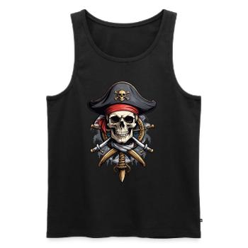 Piratenflaggen Skull Jolly Roger Pirat Kostüm - Männer Premium Bio Tank Top - Schwarz - Vorne - Michal (187cm)