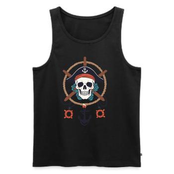 Funny Pirate Outfit Jolly Roger Design - Men's Premium Organic Tank Top - black - Front - AI Model Male 178 light (178cm)