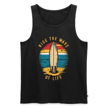 Ride the wave of life / Surfer / Retro vintage - Men's Premium Organic Tank Top - black - Front - AI Model Male 178 light (178cm)