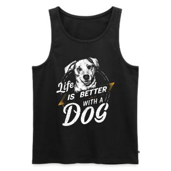 La vie est meilleure avec un chien / Amoureux des chiens - Débardeur bio Premium Homme - noir - Devant - AI Model Male 178 light (178cm)