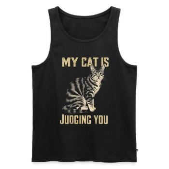 Meine Katze verurteilt dich - Männer Premium Bio Tank Top - Schwarz - Vorne - Michal (187cm)