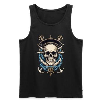 Pirate Costume Design Pirate Flag Jolly Roger - Men's Premium Organic Tank Top - black - Front - AI Model Male 178 light (178cm)