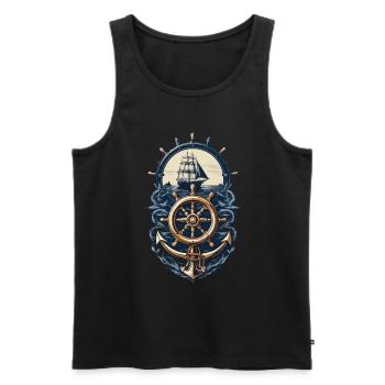 Nautical Adventure Sailing Ship Compass - Men's Premium Organic Tank Top - black - Front - AI Model Male 178 light (178cm)