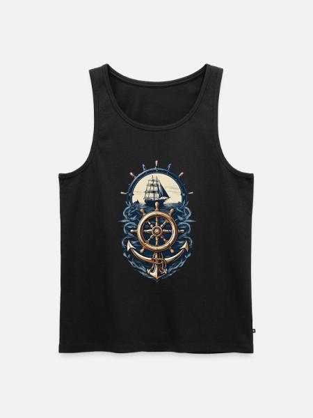 Nautical Adventure Sailing Ship Compass - Men's Premium Organic Tank Top - black