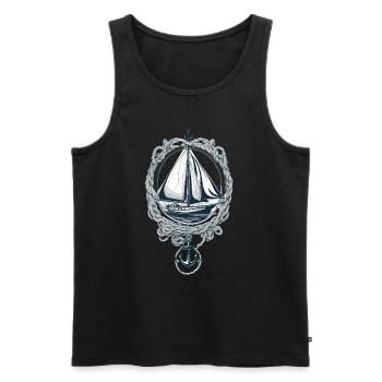 Elegantes Segelboot Mit Anker - Männer Premium Bio Tank Top - Schwarz - Vorne - AI Model Male 178 light (178cm)