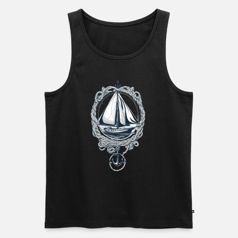Elegantes Segelboot Mit Anker - Männer Premium Bio Tank Top - Schwarz