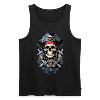 Piraten Kostüm Design Piratenflagge Jolly Roger - Männer Premium Bio Tank Top - Schwarz - Vorne - AI Model Male 178 light (178cm)