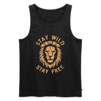 Lion stay wild stay free - Men's Premium Organic Tank Top - black - Front - AI Model Male 178 light (178cm)