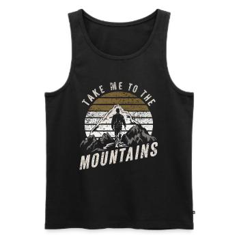 Mit mir in die Berge / Wandern - Männer Premium Bio Tank Top - Schwarz - Vorne - AI Model Male 178 light (178cm)