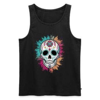 Tag der Toten / Dia de los muertos / Sugar Skull - Männer Premium Bio Tank Top - Schwarz - Vorne - Michal (187cm)