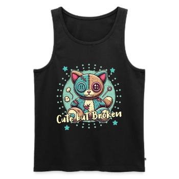 Mental Psychopath Cute But Broken - Men's Premium Organic Tank Top - black - Front - AI Model Male 178 light (178cm)