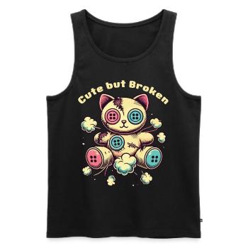 Mental Psychopath Cute But Broken Cat - Men's Premium Organic Tank Top - black - Front - AI Model Male 178 light (178cm)