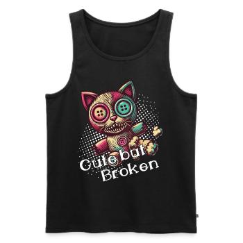 Mental Psychopath Cute But Broken - Men's Premium Organic Tank Top - black - Front - AI Model Male 178 light (178cm)