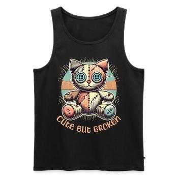 Mental Psychopath Cute But Broken Cat - Men's Premium Organic Tank Top - black - Front - AI Model Male 178 light (178cm)