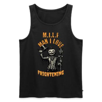 Halloween Kürbiskopf M.I.L.F Man I Love - Männer Premium Bio Tank Top - Schwarz - Vorne - Michal (187cm)