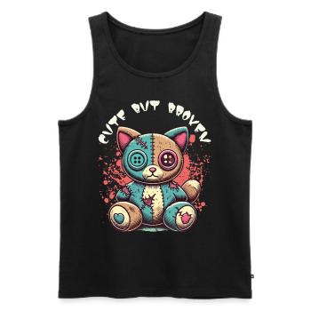 Mental Psychopath Cute But Broken Cat - Men's Premium Organic Tank Top - black - Front - AI Model Male 178 light (178cm)