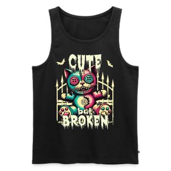 Mental Psychopath - Cute But Broken Cat - Men's Premium Organic Tank Top - black - Front - AI Model Male 178 light (178cm)