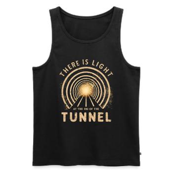 Il y a de la lumière au bout du tunnel - Débardeur bio Premium Homme - noir - Devant - AI Model Male 178 light (178cm)