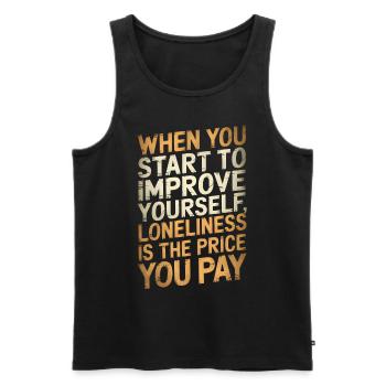 When you start to improve yourself / Motivational - Men's Premium Organic Tank Top - black - Front - AI Model Male 178 light (178cm)
