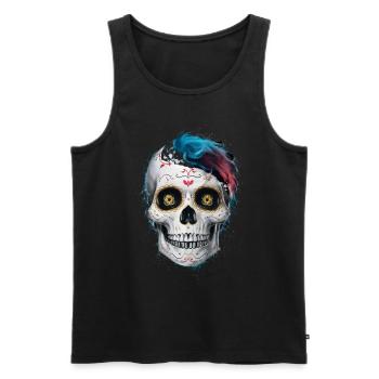 Le Jour des morts / Dia de los muertos / Crâne de sucre - Débardeur bio Premium Homme - noir - Devant - Michal (187cm)