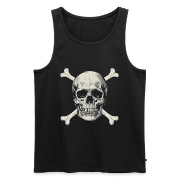 Drapeau pirate Crâne avec des os - Débardeur bio Premium Homme - noir - Devant - Michal (187cm)