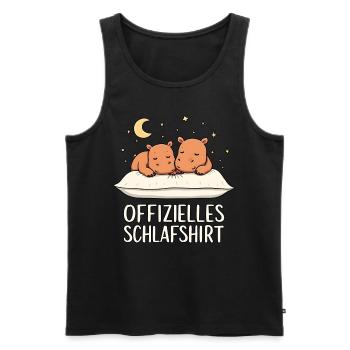 Official Hippo Pyjama Sleep Shirt Pair - Men's Premium Organic Tank Top - black - Front - Michal (187cm)