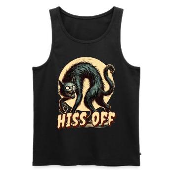 Gruselige Katzenkunst Hiss Off - Männer Premium Bio Tank Top - Schwarz - Vorne - AI Model Male 178 light (178cm)