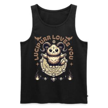 Luzifurr Loves You Mystic Kitten - Men's Premium Organic Tank Top - black - Front - Michal (187cm)
