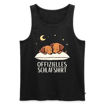 Official Sleeping Shirt Dachshund Pair - Men's Premium Organic Tank Top - black - Front - Michal (187cm)