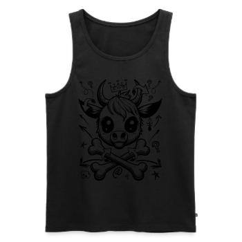 Chemise de style pirate vache bande dessinée pour les fans de streetwear - Débardeur bio Premium Homme - noir - Devant - Michal (187cm)