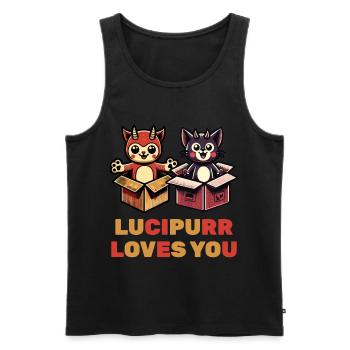 Lucipurr t’aime chats de dessin animé - Débardeur bio Premium Homme - noir - Devant - Michal (187cm)