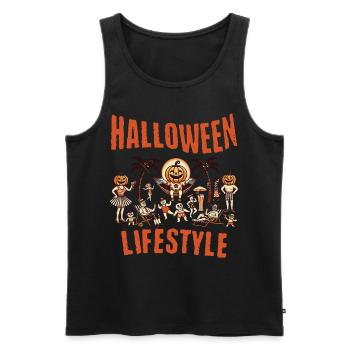 Halloween Lifestyle Strandspaß im Retro Stil - Männer Premium Bio Tank Top - Schwarz - Vorne - AI Model Male 178 light (178cm)
