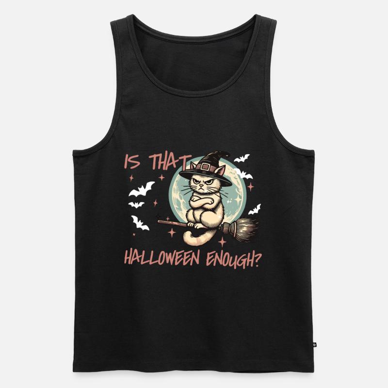 Halloween Katze Hexenhut Vollmond Spaß - Männer Premium Bio Tank Top - Schwarz