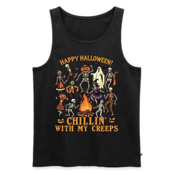 Funny HaHalloween Fun With Chillin' Creeps - Men's Premium Organic Tank Top - black - Front - Michal (187cm)