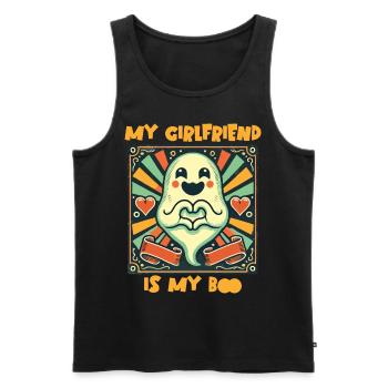 Ma copine est mon boo ghost love - Débardeur bio Premium Homme - noir - Devant - Michal (187cm)