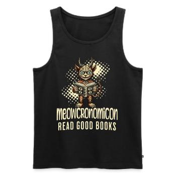 Meowcrononomicon Lies Gute Bücher Katze - Männer Premium Bio Tank Top - Schwarz - Vorne - Michal (187cm)