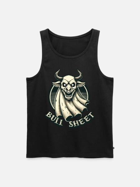 Creepy Bull Motif Bull Sheet - Men's Premium Organic Tank Top - black