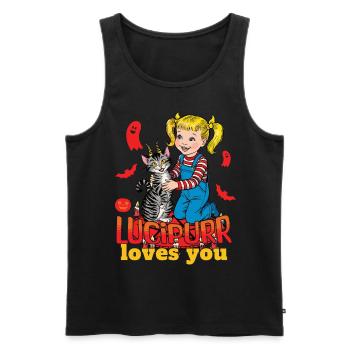 Lucipurr Loves You Sweet Halloween - Men's Premium Organic Tank Top - black - Front - Michal (187cm)