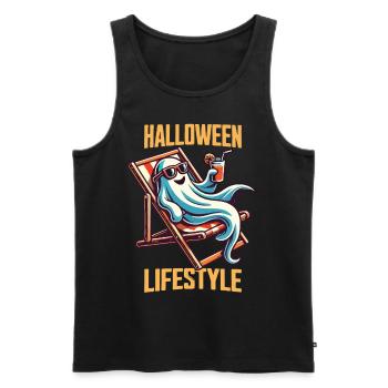 Fantôme de style de vie d’Halloween détendu - Débardeur bio Premium Homme - noir - Devant - Michal (187cm)