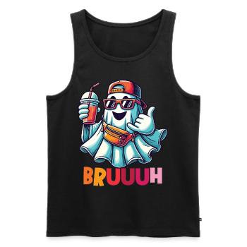 Ghost with Broth Attitude for Cool Ghosts - Men's Premium Organic Tank Top - black - Front - AI Model Male 178 light (178cm)