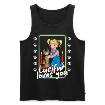 Lucifur Liebt Dich Katze Kinder - Männer Premium Bio Tank Top - Schwarz - Vorne - AI Model Male 178 light (178cm)