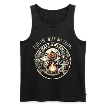 Halloween Chillin' With My Creeps - Men's Premium Organic Tank Top - black - Front - AI Model Male 178 light (178cm)