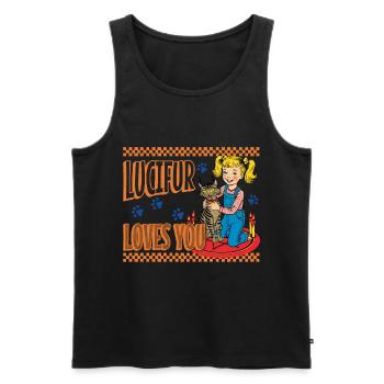Lucifur vous aime amis les chats - Débardeur bio Premium Homme - noir - Devant - Michal (187cm)