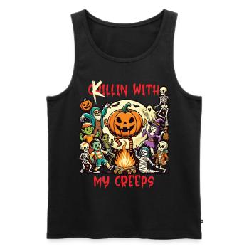 Halloween fun with your creeps - Men's Premium Organic Tank Top - black - Front - AI Model Male 178 light (178cm)