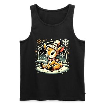 Winterliches Rentier Weihnachten Motiv - Männer Premium Bio Tank Top - Schwarz - Vorne - Michal (187cm)