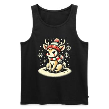 Renne mignon avec écharpe de Noël - Débardeur bio Premium Homme - noir - Devant - AI Model Male 178 light (178cm)