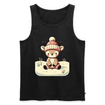 Cute Reindeer Christmas Winter Snow - Men's Premium Organic Tank Top - black - Front - Michal (187cm)
