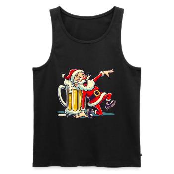 Fröhlicher Weihnachtsmann Mit Bierkrug - Männer Premium Bio Tank Top - Schwarz - Vorne - Michal (187cm)