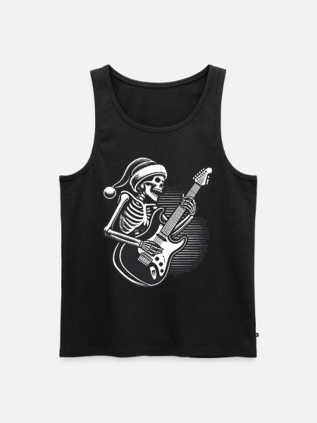 Skeleton Christmas Rock Guitarist - Men's Premium Organic Tank Top - black