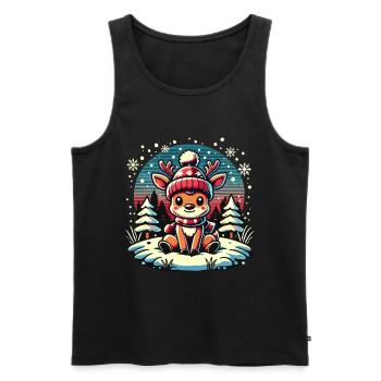 Cute Reindeer in the Snow Christmas - Men's Premium Organic Tank Top - black - Front - AI Model Male 178 light (178cm)
